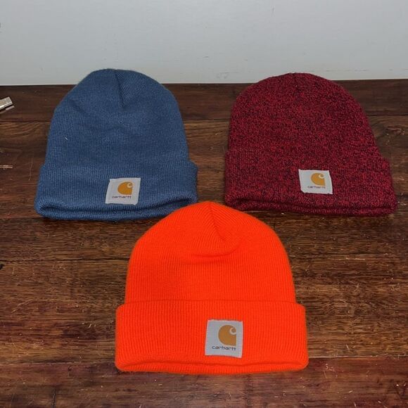 Lot 3 (Orange, Red, Gray) NEW Carhartt Ski Snowboard Work Winter Beanie Cap Hat - Picture 1 of 5